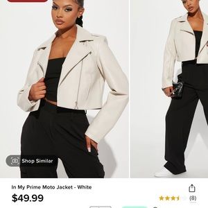 Fashion Nova Cream Leather Jacket